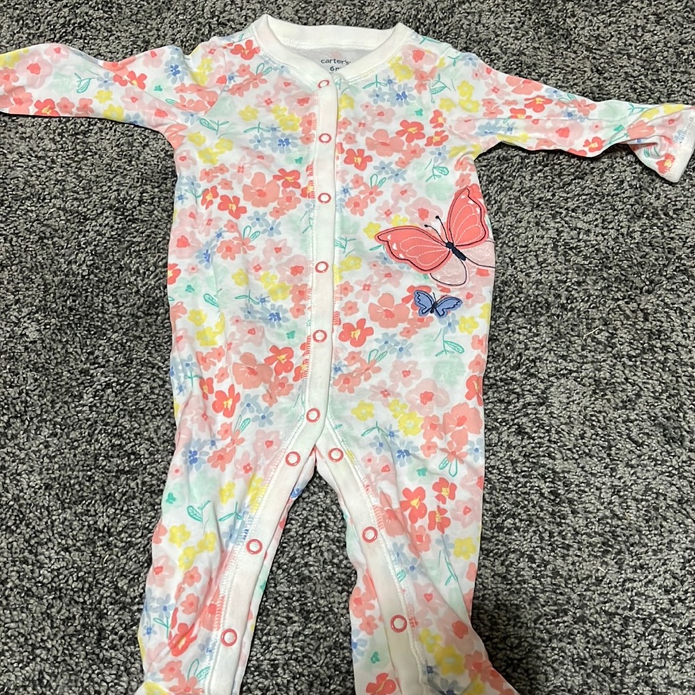 Carters button down footed pj set.